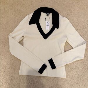 Express Black and Cream Knit Top